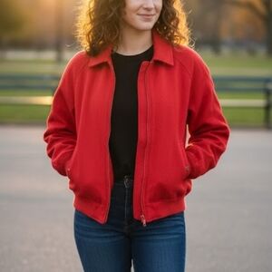 Vtg 80's Pendleton Woolen Mills Red Wool Full Zip 3M Thinsulate Thermal Jacket M